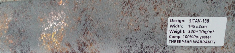 پرده آماده پانچی ، مدل مخمل پتینه طلاکوب سیتاو ، رنگ طوسی آبی روشن ، کد SITAV-138