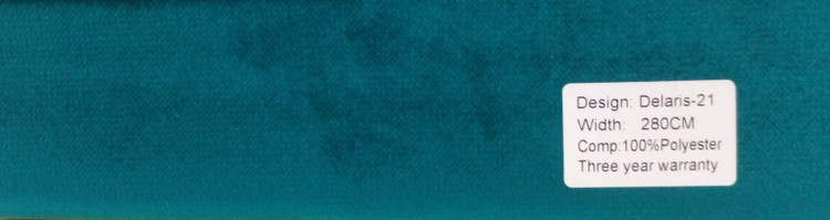 پرده آماده پانچی ، مدل مخمل دلاریس براق ، رنگ فیروزه ای تیره ، کد Delaris-21